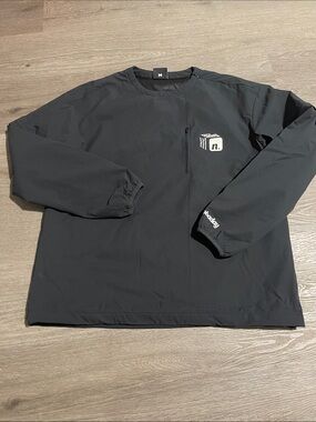 Nobaday Black Lightweight Crew Pullover with Chest Logo Have One Small Hole